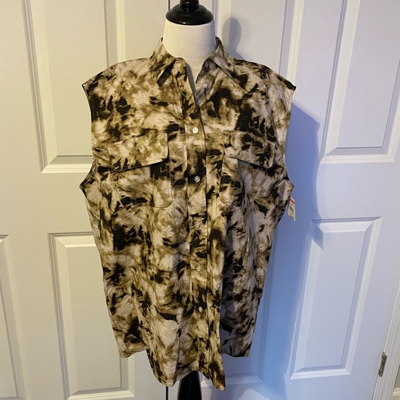 NWT Samsøe Samsøe camo clay sleeveless shirt - Picture 7 of 10